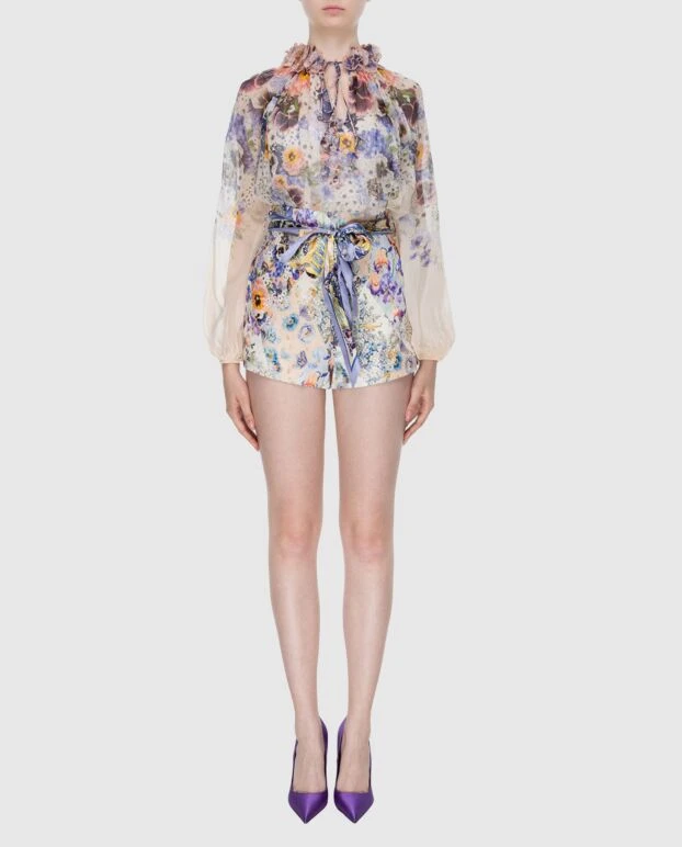 Zimmermann костюм женский голубой шелковый в цветочный принт 173812 - фото 2