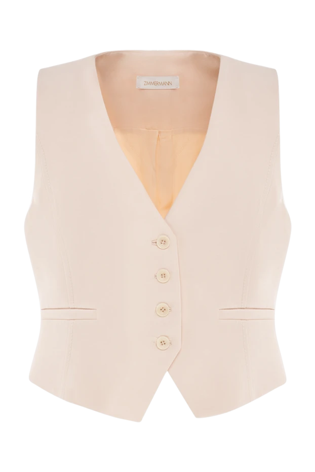 Women's beige classic vest with buttons - photo 1