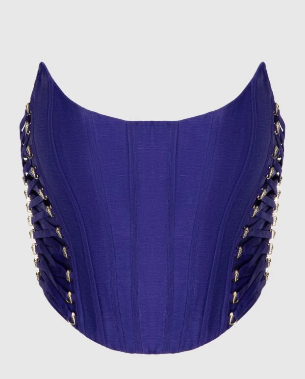 Корсет из льна и шелка синий женский - фото 1