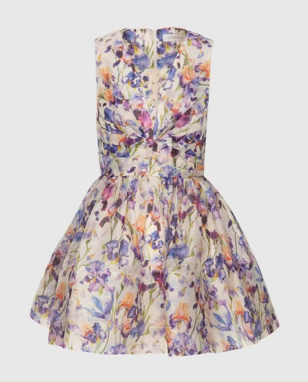 Blue women's mini dress with a V-neckline - photo 1