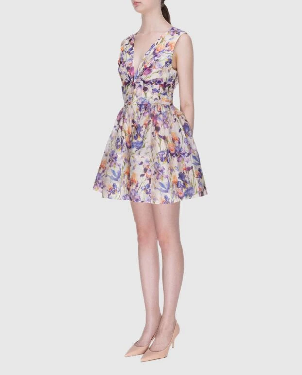 Zimmermann платье-мини женское голубое с v-образным вырезом 173822 - фото 3