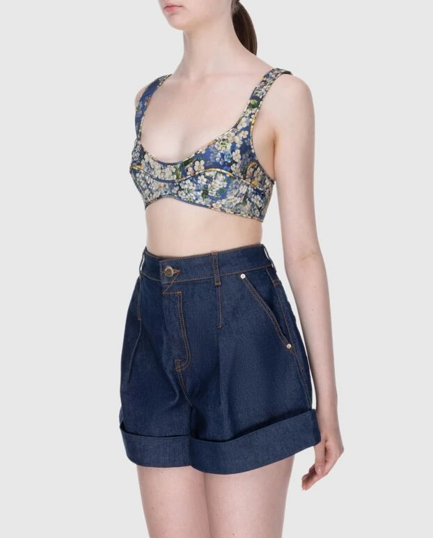 Zimmermann браллет женский синий шелковый в цветочный принт 173823 - фото 3