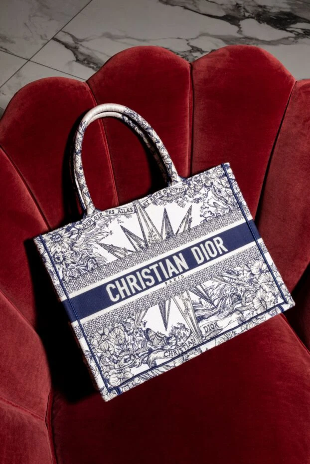 Сумка женская хлопковая синяя в цветы - фото 2