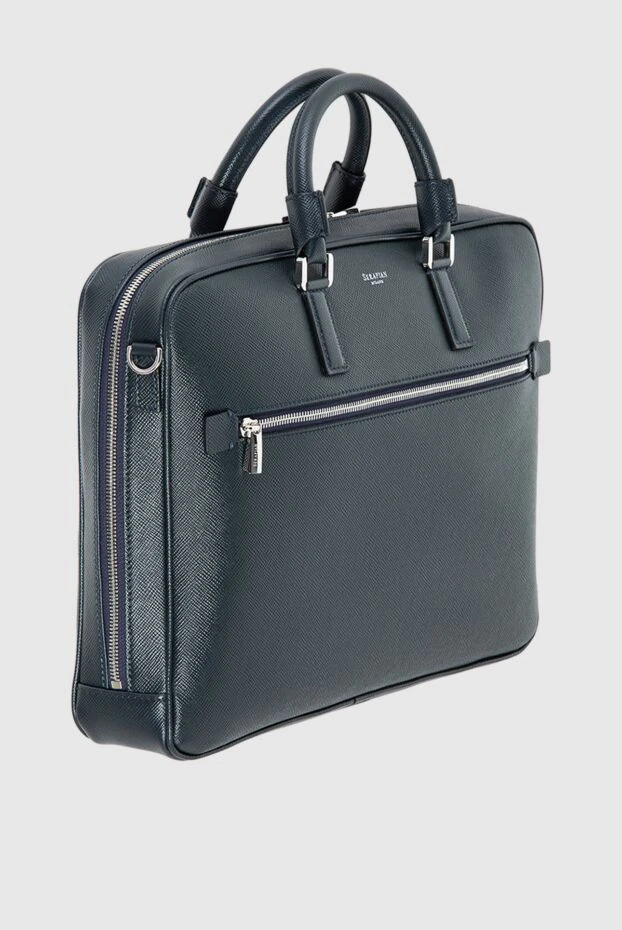 Serapian сумка через плечо мужская синяя из фактурной кожи 173892 - фото 3