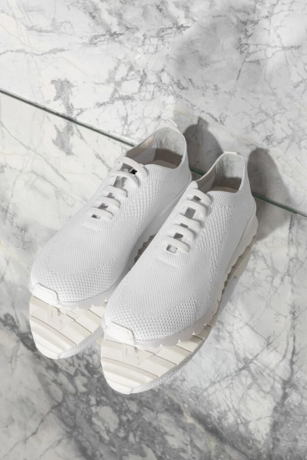 Kiton кроссовки мужские белые с лого на язычке 173915 - фото 2