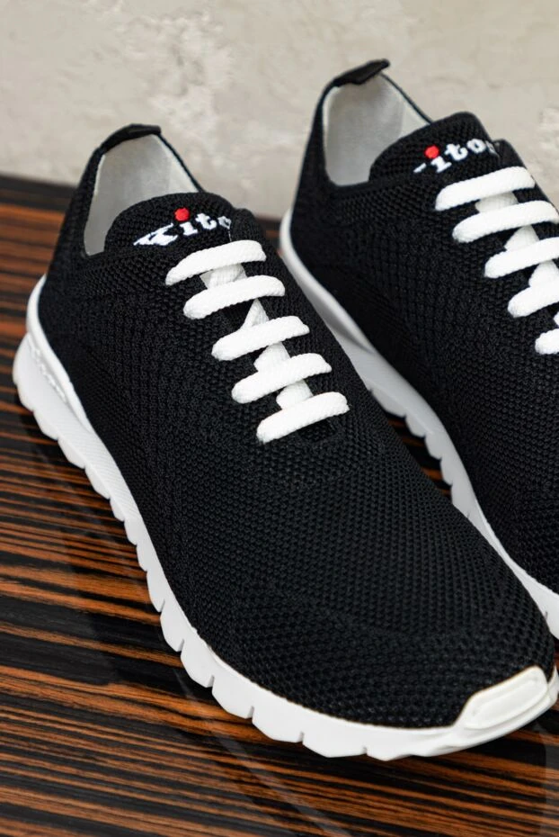 Kiton қара трикотаж матадан жасалған ақ табаны бар кроссовкалар 173917 - фото 3
