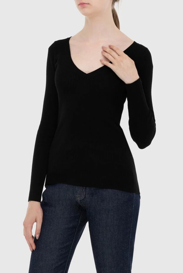 P.A.R.O.S.H. women's woolen black jumper with v-neck 173921 - photo 3