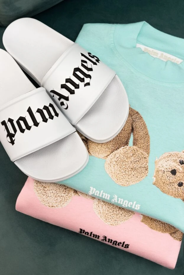 Слайдеры женские белые с черным лого - фото 2