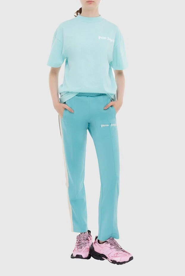 Palm Angels woman women's blue polyester sports trousers купить с ценами и фото 173954 - photo 2