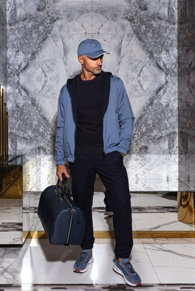 Loro Piana куртка мужская голубая двухсторонняя с капюшоном 173962 - фото 2