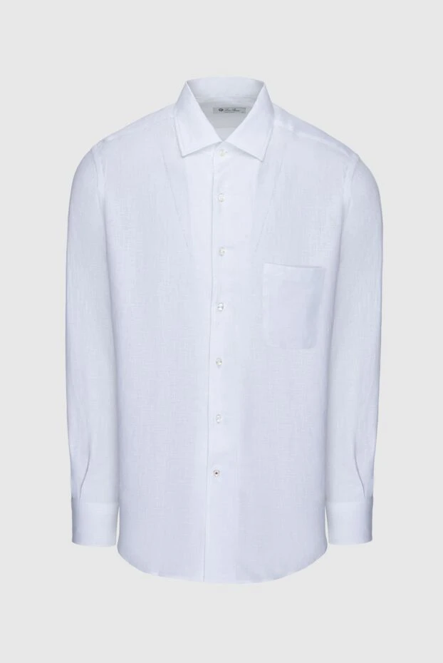 Loro Piana man men's white linen shirt купить с ценами и фото 173993 - photo 1