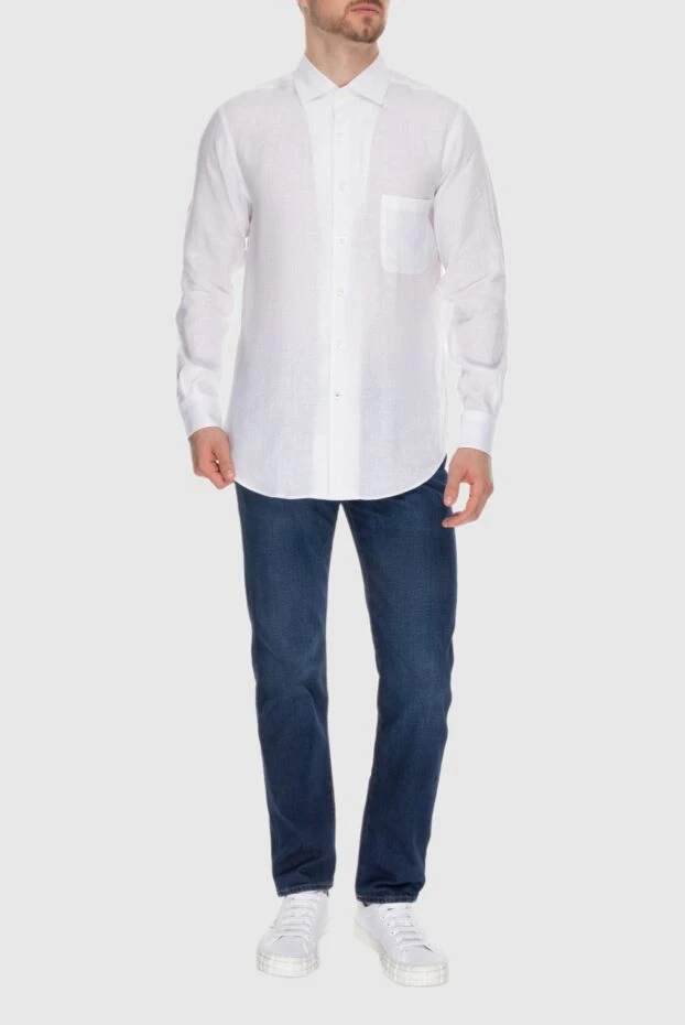 Loro Piana man men's white linen shirt купить с ценами и фото 173993 - photo 2