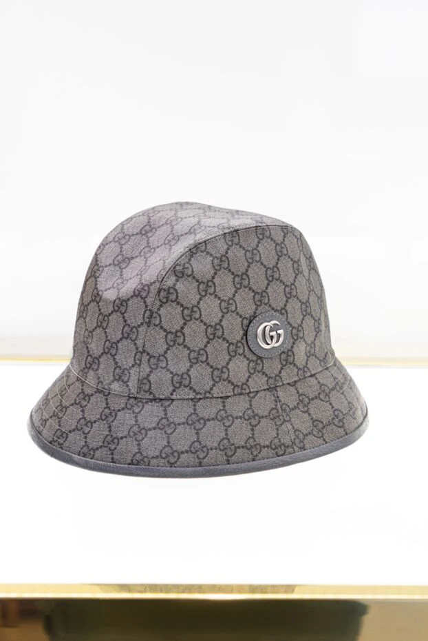 Панама мужская коричневая с лого и принтом - фото 2