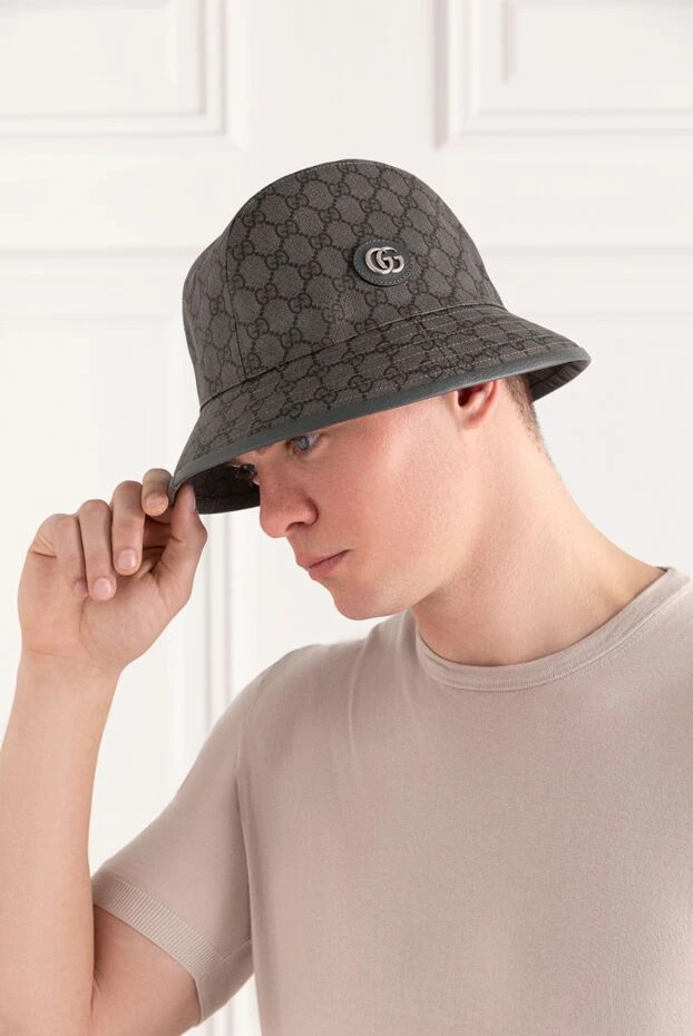 Gucci panama men's brown with logo and print 174024 - photo 2