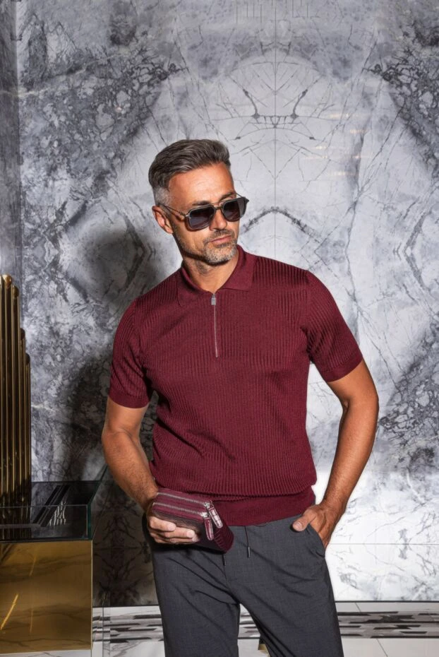 Corneliani текстуралы тоқылған бургундия жібек полосы
 174028 - фото 3