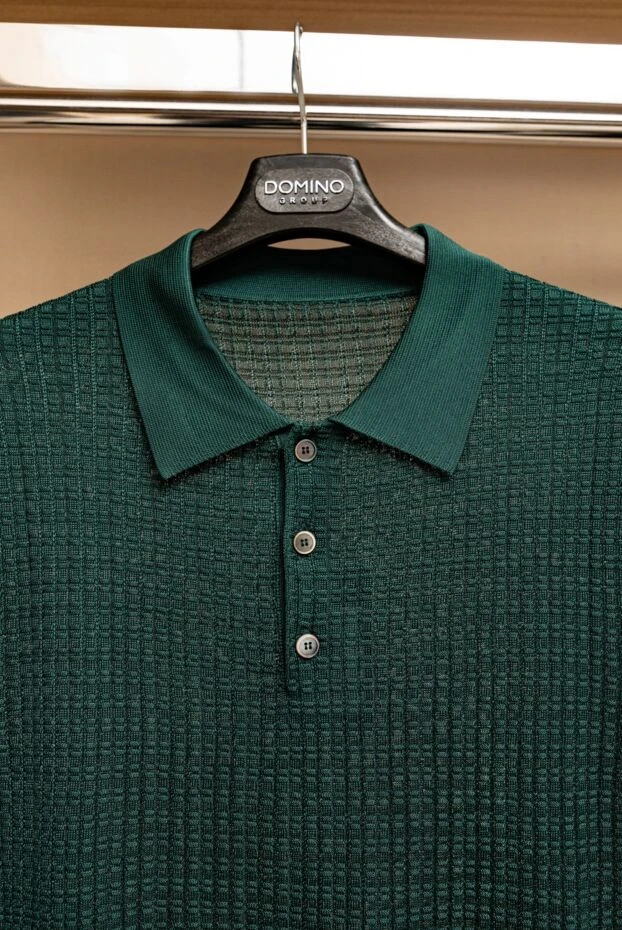 Corneliani изумруд түсті текстуралы үлгісі бар жібек поло жейде
 174032 - фото 2