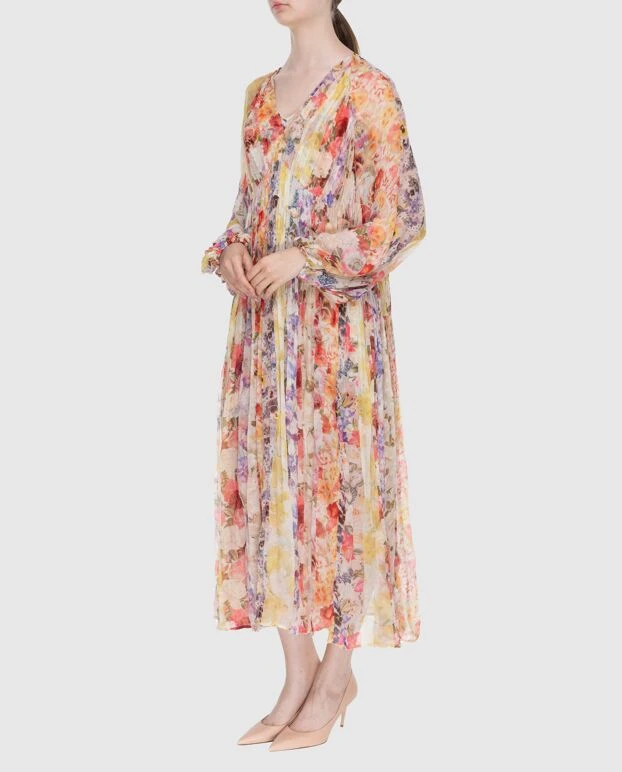 Zimmermann платье женское бежевое с длинными рукавами и цветочным принтом 174043 - фото 3