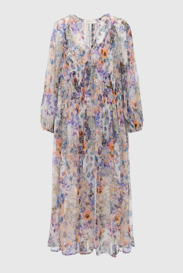Women's dress purple with long sleeves and floral print - photo 1