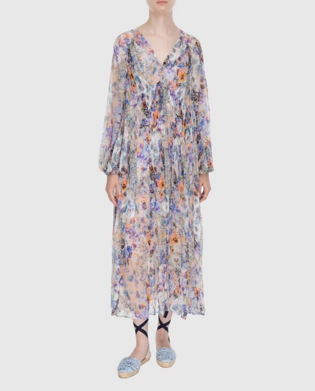 Zimmermann платье женское фиолетовое с длинными рукавами и цветочным принтом 174044 - фото 2