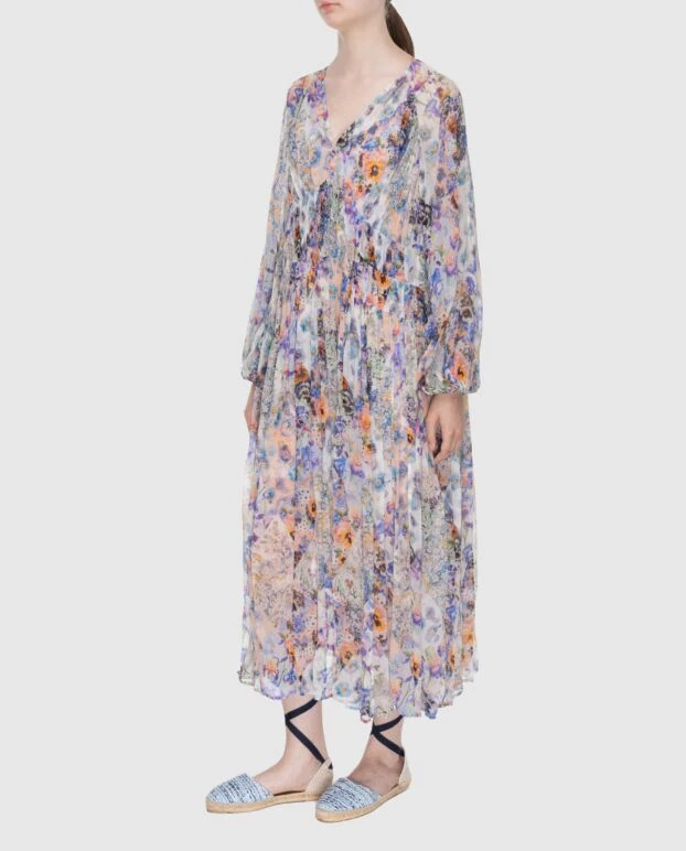 Zimmermann платье женское фиолетовое с длинными рукавами и цветочным принтом 174044 - фото 3
