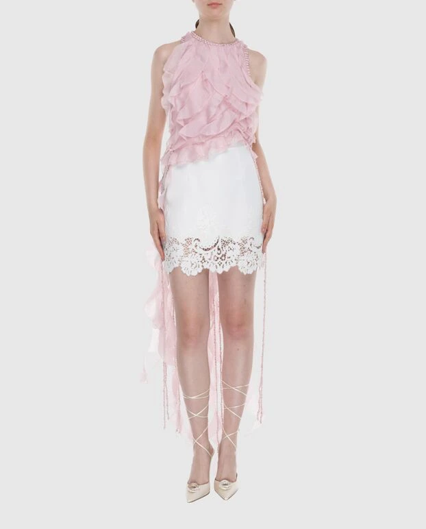 Zimmermann топ женский розовый с длинными рюшами 174052 - фото 2