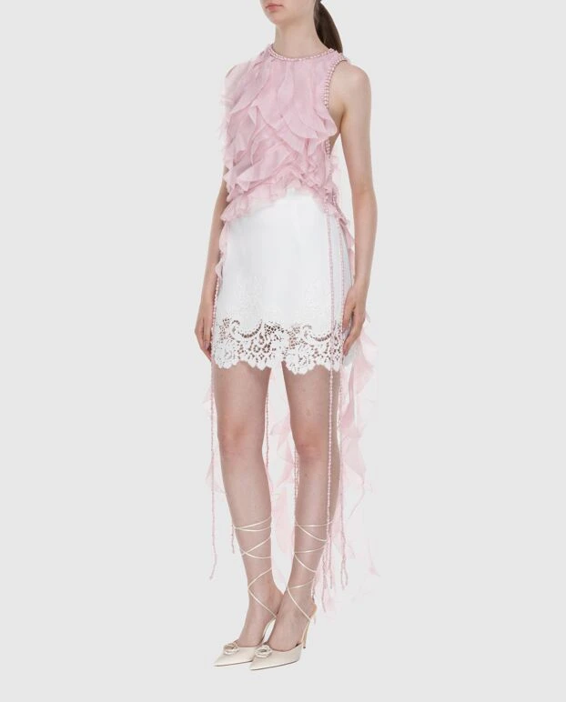 Zimmermann топ женский розовый с длинными рюшами 174052 - фото 3