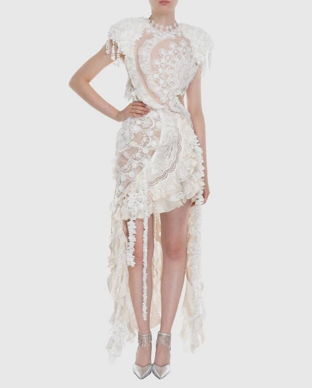 Zimmermann платье асимметричное женское бежевое с кружевом 174053 - фото 3