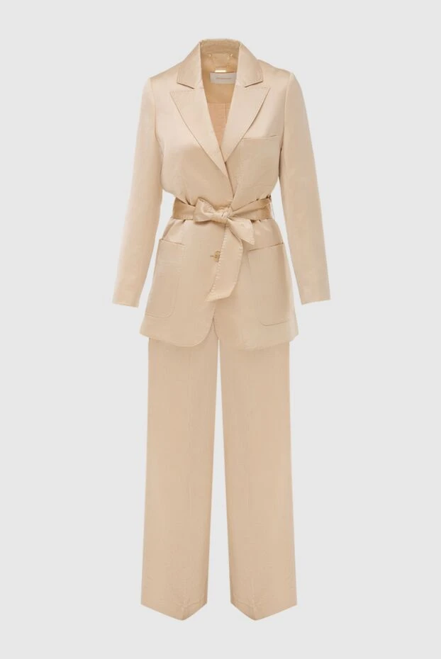 Костюм брючный из вискозы и льна бежевый женский - фото 1