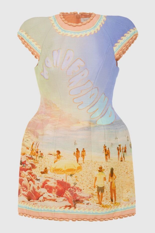 Платье-мини женское желтое с пляжным принтом - фото 1