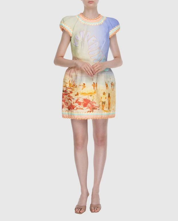 Zimmermann платье-мини женское желтое с пляжным принтом 174057 - фото 2