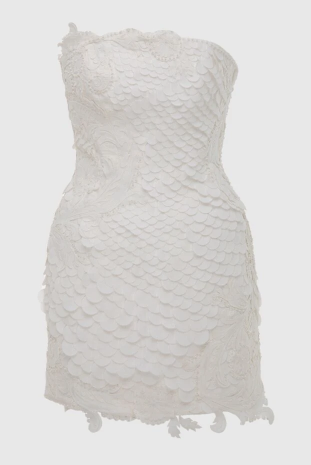 Women's white mini bustier dress with lace - photo 1