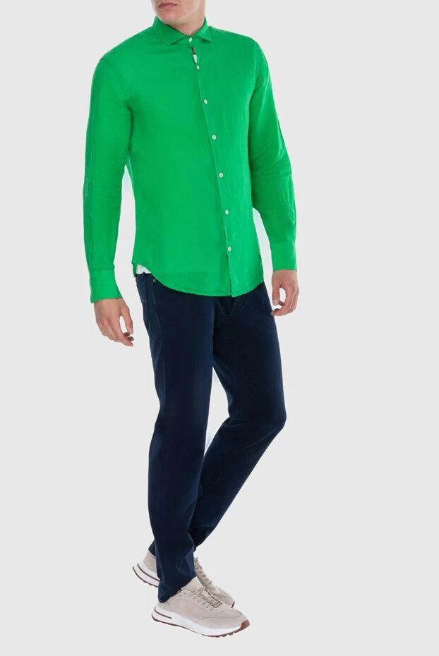 MC2 Saint Barth man men's green linen shirt купить с ценами и фото 174115 - photo 2