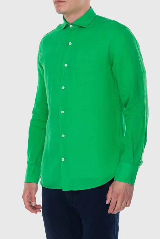 MC2 Saint Barth men's bright green linen shirt with long sleeves
 174115 - photo 3