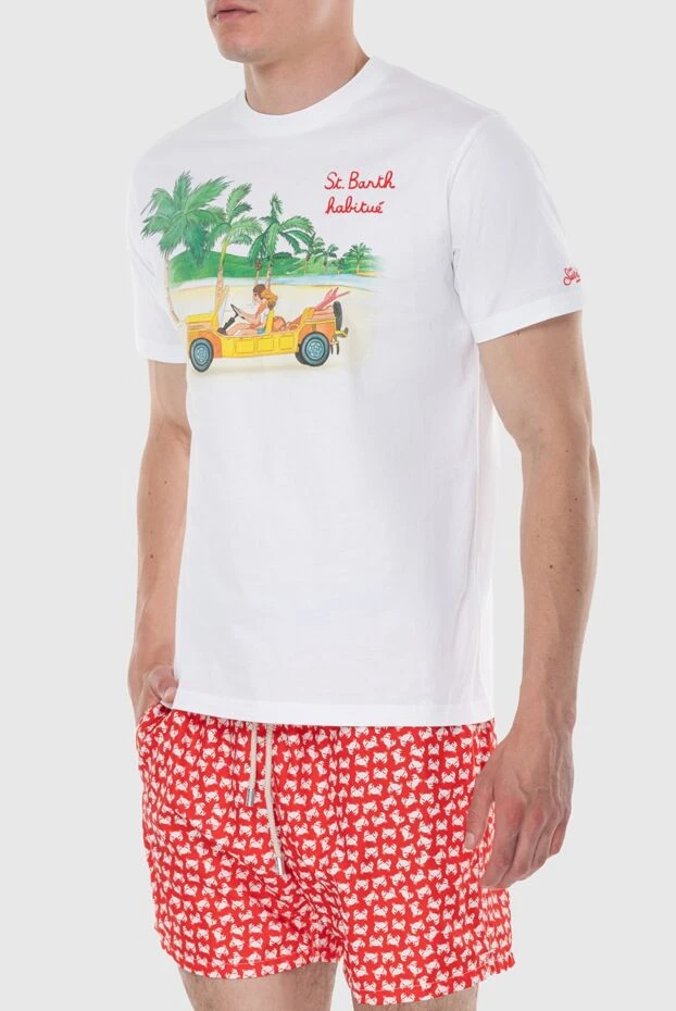 MC2 Saint Barth тропикалық баспа және st. barth habitué жазуы бар ақ футболка
 174120 - фото 3