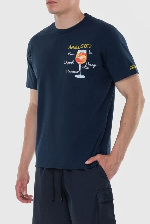 MC2 Saint Barth аперол коктейль басып шығарылған қою көк мақта-мата футболка 174128 - фото 3