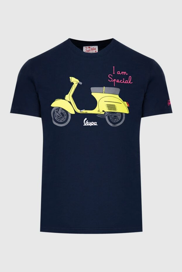 Футболка с графикой Vespa на груди и ярким акцентом в виде вышитой фразы - фото 1