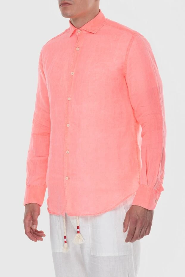 MC2 Saint Barth men's linen shirt in a rich pink-coral shade
 174130 - photo 3