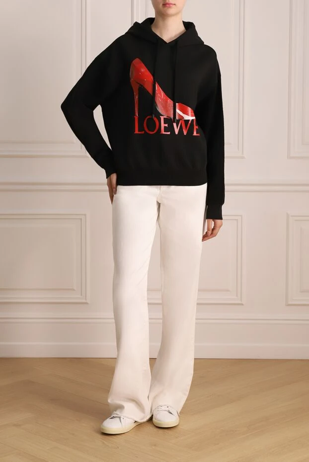 Loewe woman black cotton hoodie for women купить с ценами и фото 174196 - photo 2