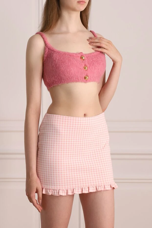 Miu Miu топ женский розовый с пуговицами и логотипом 174218 - фото 3