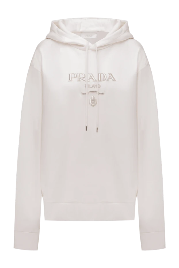 Prada woman men's hoodie made of cotton and polyamide, white купить с ценами и фото 174231 - photo 1