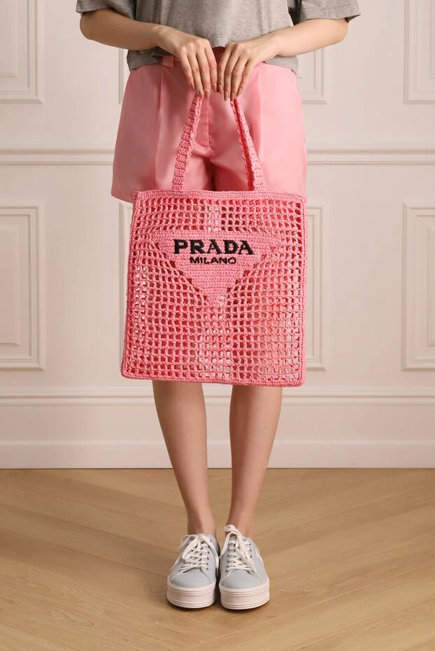 Prada woman pink raffia bag for women купить с ценами и фото 174236 - photo 2