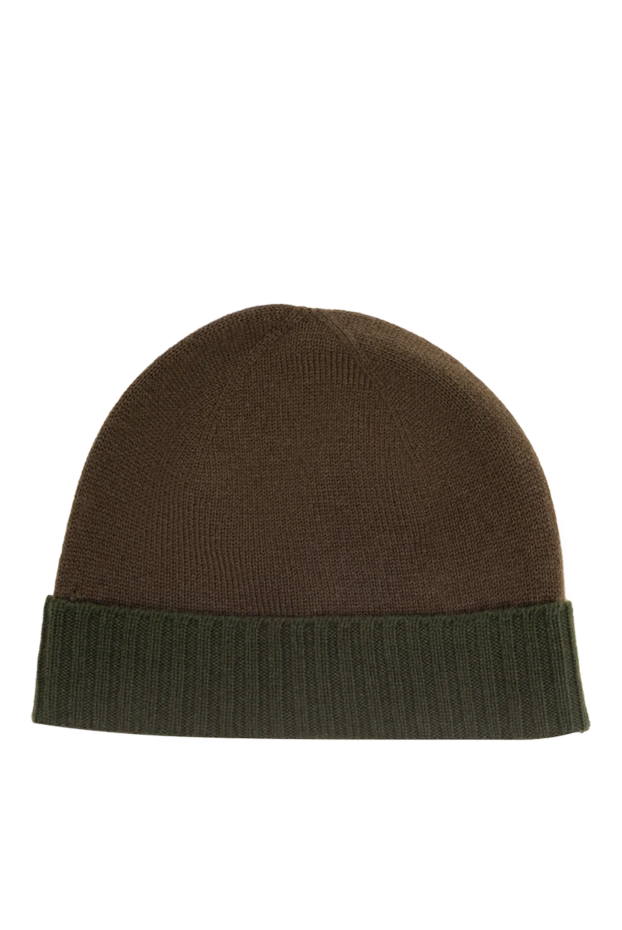 Kiton қоңыр және жасыл үйлесімде жылы кашемир қалпақ
 174262 - фото 3