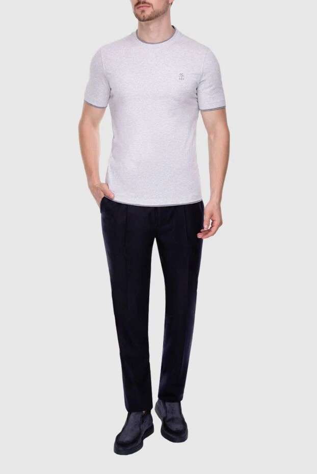 Brunello Cucinelli брюки мужские синие шерстяные 174290 - фото 2