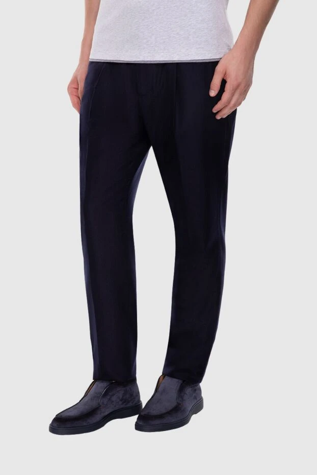 Brunello Cucinelli ерлерге арналған көк жүннен жасалған шалбар 174290 - фото 3