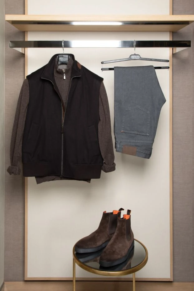 Santoni  ботинки из замши коричневые мужские 174309 - фото 3