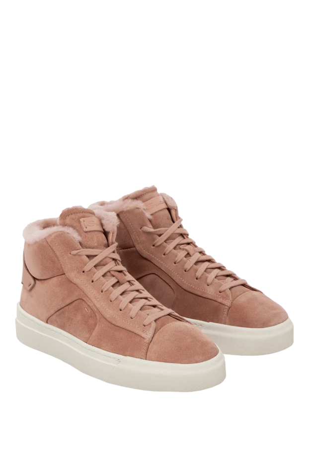 Santoni woman pink suede sneakers for women 174312 - photo 3