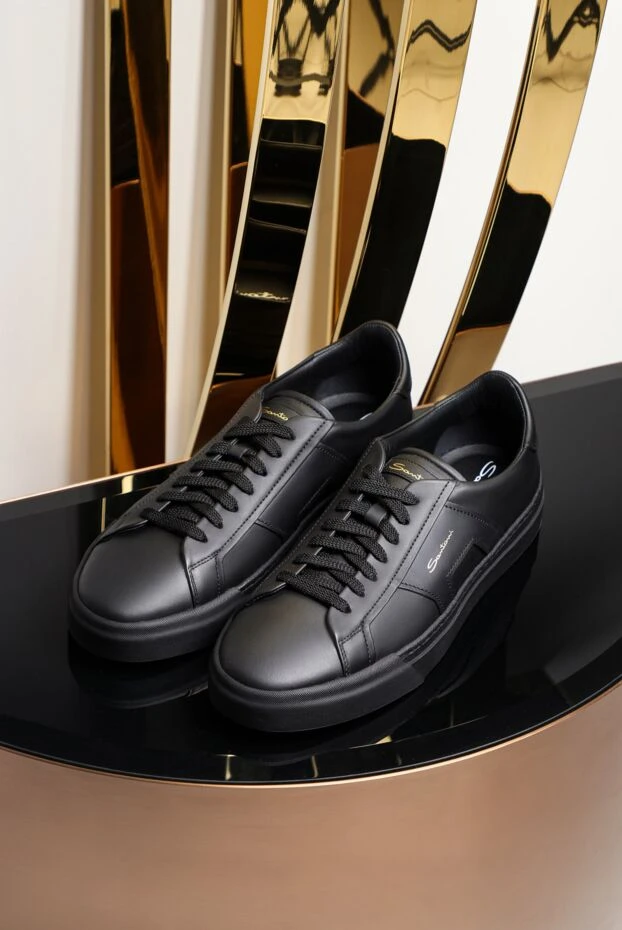 Santoni кеды из кожи черные женские 174314 - фото 2
