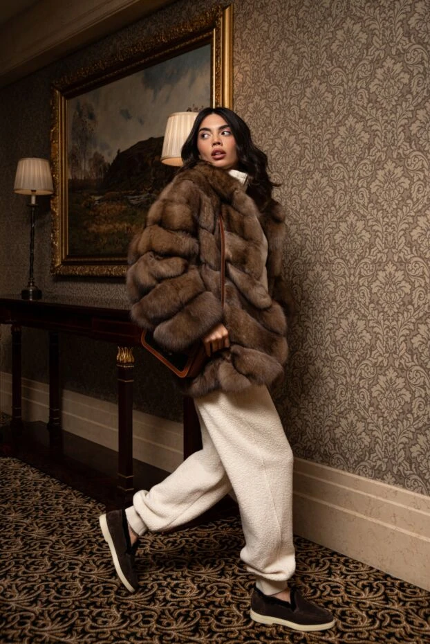 Күдері және аң терісінен жасалған қоңыр әйелдер қоңыр - фото 2