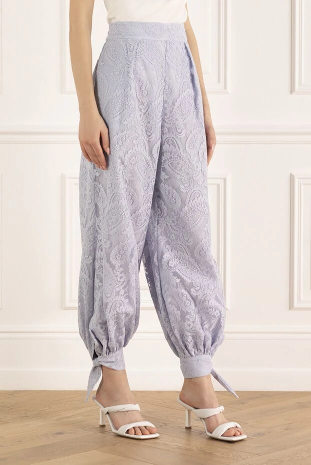 Zimmermann брюки женские голубые из хлопка и нейлона 174321 - фото 3