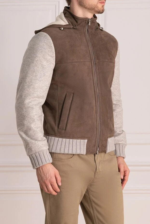 Enrico Mandelli дубленка из замши и кашемира коричневая мужская 174336 - фото 3